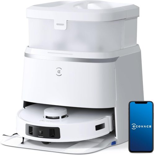 ECOVACS DEEBOT T30 PRO Omni Porszívó Robot Felmosó Funkcióval, TrueEdge Felmosóval, Zero Tangle Kefével, 11,000 PA Szívóerő Forró Vizessel és Intelligens Újramosással, Ezüst Szín DDX14