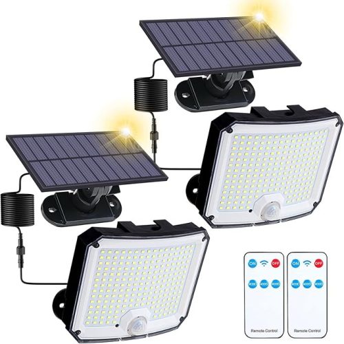 Napelemes Kültéri Lámpa 208 LED – 1200 Lumen, Mozgásérzékelővel, 3 Világítási Móddal, IP65-ös Vízálló