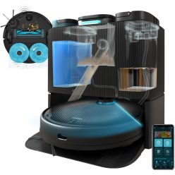   Cecotec Conga 11090 Spin Revolution robotporszívó és felmosó- Önürítő állomás, felmosás és szárítás, ultrahangos lézeres navigáció, 5000 Pa szívómotor 