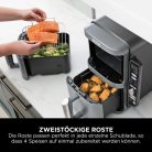 Ninja Double Stack XL Air Fryer forrólevegős fritőz, 9,5 literes Airfryer, dupla kosaras forrólevegős fritőz 4 főzési szinttel, 2 kosárral, 2 ráccsal, helytakarékos kialakítás, 6 főzési funkció, 8 adag, szürke SL400EU