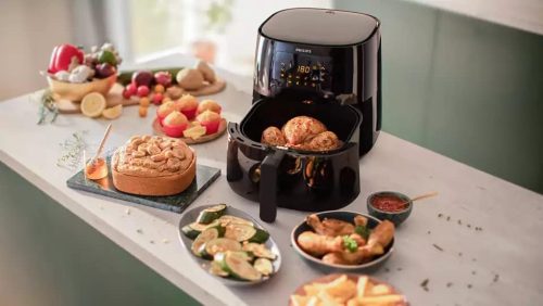 Philips Airfryer 3000 XL sorozat, 6,2 l (1,2 kg), légkeveréses fritőz 14 az 1-ben funkcióval, 90%-kal kevesebb zsír, Rapid Air technológia, digitális kijelző 7 előre beállított programmal (HD9270/90)