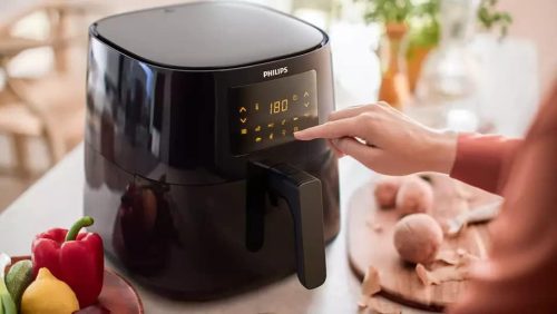Philips Airfryer 3000 XL sorozat, 6,2 l (1,2 kg), légkeveréses fritőz 14 az 1-ben funkcióval, 90%-kal kevesebb zsír, Rapid Air technológia, digitális kijelző 7 előre beállított programmal (HD9270/90)