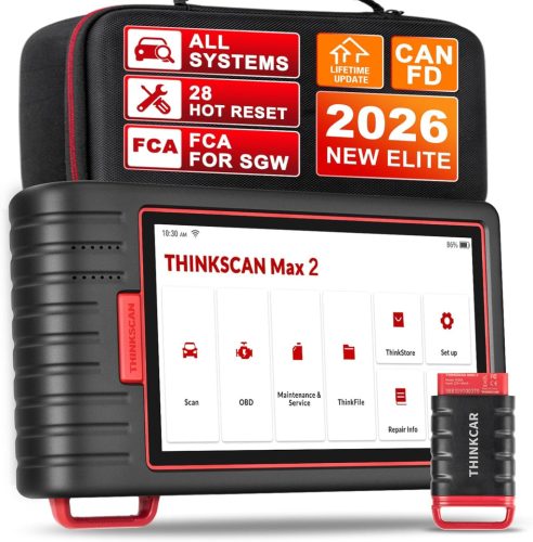 Thinkcar Thinkscan MAX2 OBD2 diagnosztikai eszköz minden járműhöz, minden rendszerdiagnosztika OBD2 diagnosztikai eszköz Bluetooth-szal 28 visszaállítással, olaj, DPF, IMMO, ingyenes szoftverfrissítés, vezeték nélküli kapcsolat