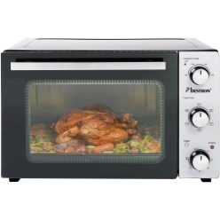   Bestron AOV31, 2 az 1-ben mini sütő forgónyárssal, 31 liter, 1500 W, rozsdamentes acél, fekete