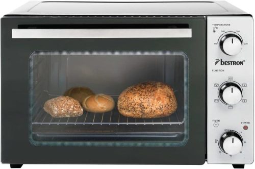 Bestron AOV31, 2 az 1-ben mini sütő forgónyárssal, 31 liter, 1500 W, rozsdamentes acél, fekete