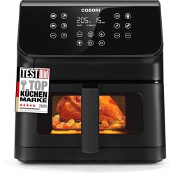   COSORI Airfryer, 6,2 literes légkeveréses fritőz betekintőablakkal és rázási emlékeztetővel, 12 az 1-ben