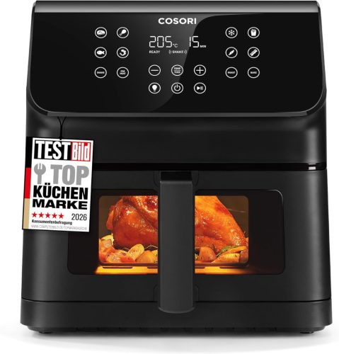 COSORI Airfryer, 6,2 literes légkeveréses fritőz betekintőablakkal és rázási emlékeztetővel, 12 az 1-ben