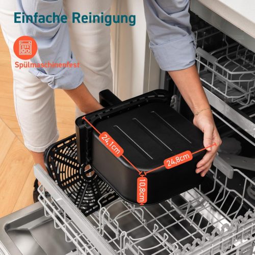 COSORI Airfryer, 6,2 literes légkeveréses fritőz betekintőablakkal és rázási emlékeztetővel, 12 az 1-ben