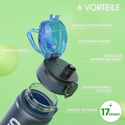 Sahara Sailor sport kulacs – BPA-mentes Tritan anyagból, szivárgásmentes vizespalack edzéshez és túrázáshoz, 500ml