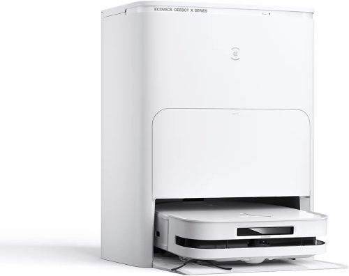 ECOVACS DEEBOT X5 Omni, Robotporszívó állomással, 12800Pa, ZeroTangle, TruEdge Adaptív Nedves Tisztítás, Mosás 70°C-os forró vízben, 15 mm-es emelőpárnák, Fehér