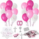 Kommunion dekoráció szett lányoknak – 132 darabos, rózsaszín