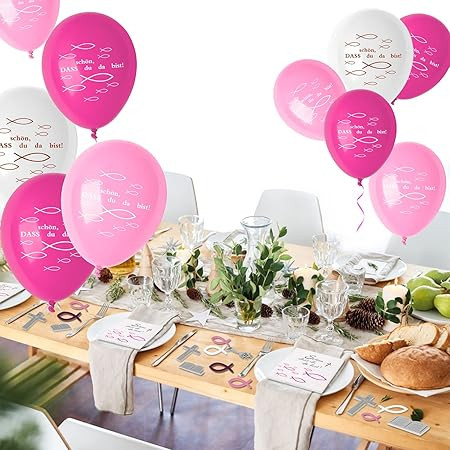 Kommunion dekoráció szett lányoknak – 132 darabos, rózsaszín