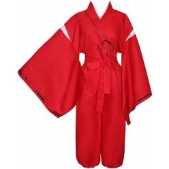   Inuyasha férfi cosplay jelmez – piros kimono, nyaklánc nélkül, XXL méret (180–185 cm)