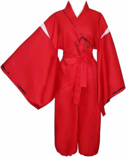 Inuyasha férfi cosplay jelmez – piros kimono, nyaklánc nélkül, XXL méret (180–185 cm)
