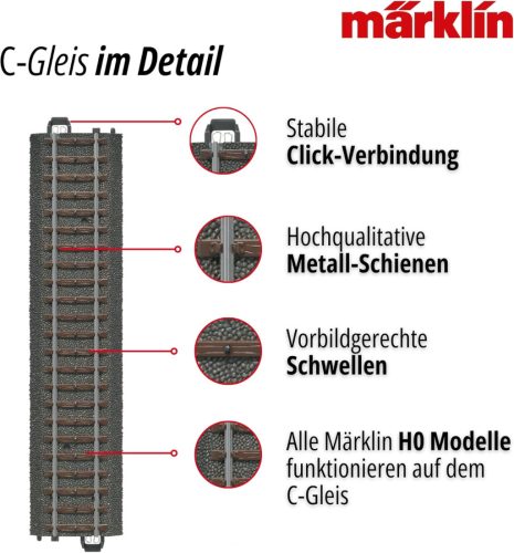 Märklin Start up – 20099 – Egyenes C-pálya (Tartalom: 5 db) 