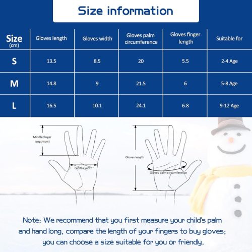 Fengzio Síkesztyűk gyerekeknek, vízálló és szélálló, meleg téli kesztyűk, sportkesztyűk, snowboardhoz (M) méret