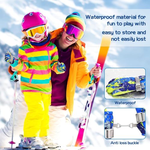 Fengzio Síkesztyűk gyerekeknek, vízálló és szélálló, meleg téli kesztyűk, sportkesztyűk, snowboardhoz (M) méret