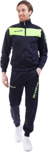 GIVOVA Visa Fluo férfi melegítő szett – sötétkék / fluo zöld, XL méret