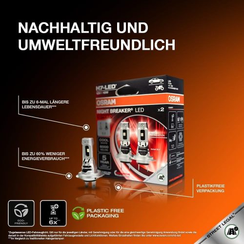  Osram Night Breaker LED Speed H7 autós LED tompított és távolsági fényszóró szett, Közlekedési Hatóság engedéllyel, közúton legálisan használható, 6000K hidegfehér fény, +1550 lumen, akár 6-szoros élettartam,