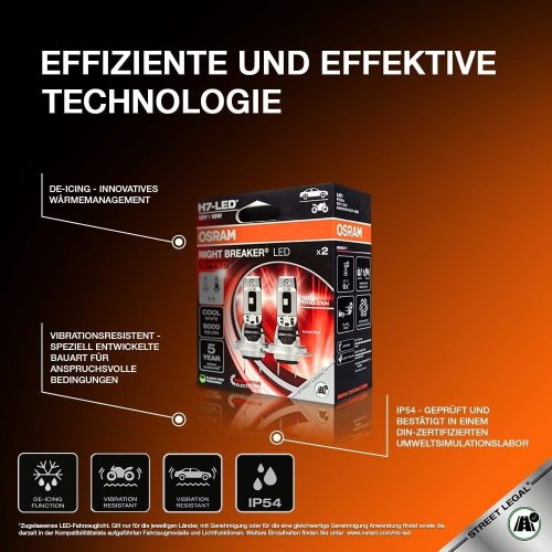  Osram Night Breaker LED Speed H7 autós LED tompított és távolsági fényszóró szett, Közlekedési Hatóság engedéllyel, közúton legálisan használható, 6000K hidegfehér fény, +1550 lumen, akár 6-szoros élettartam,