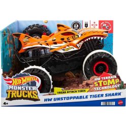   Hot Wheels Monster Trucks Tiger Shark távirányítós kisautó 'Terrain Stomp' technológiával-1x próbált