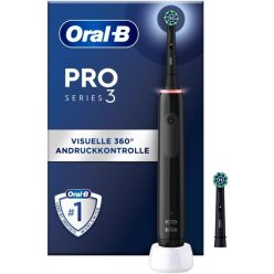   Oral-B PRO 3 3000 elektromos fogkefe, 2 CrossAction pótfogkefefejjel, fekete