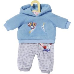   Zapf Creation Dolly Moda 871324 sportöltözék kék kapucnis pulóverrel és szürke nadrággal 43 cm-es babákhoz