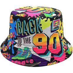   MILAKOO 90‑es évek retro bohókás visszafordítható Eimer‑Hut (bucket hat) – vintage mintás uniszex parti- és utcai kalap