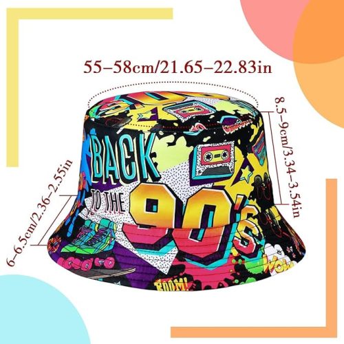 MILAKOO 90‑es évek retro bohókás visszafordítható Eimer‑Hut (bucket hat) – vintage mintás uniszex parti- és utcai kalap