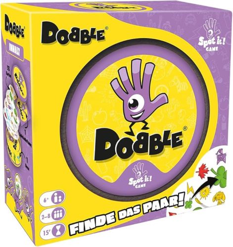 Dobble Classic – Gyors társasjáték családoknak és baráti társaságoknak, német nyelvű,  2–8 játékos, 6 éves kortól (Zygomatic, Eco-Sleeves)