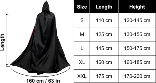 Myir Uniszex Kapucnis Köpeny ,Jelmez - fekete piros, méret: M/L