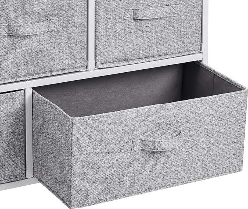 Amazon Basics - Fehér Gardróbszekrény Tárolóegység 5 Extra Széles Szövet Fiókokkal