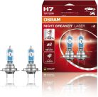 OSRAM NIGHT BREAKER LASER H7, +150%-kal több fény, halogén fényszóróizzó, 64210NL-HCB, 12 V-os autóba, dupla doboz