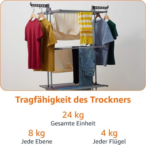 Amazon Basics - Beltéri ruhaszárító torony összecsukható szárnyakkal(40m)