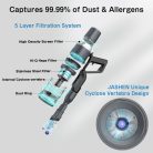 JASHEN intelligens akkumulátoros porszívó, 350 W-os digitális kefe nélküli motor, intelligens szívófunkció