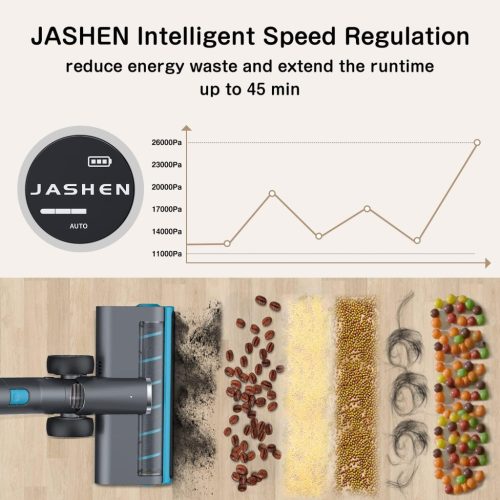 JASHEN intelligens akkumulátoros porszívó, 350 W-os digitális kefe nélküli motor, intelligens szívófunkció