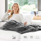 Medisana HB 675 fűthető takaró XXL, mosható, automatikus kikapcsolás, 4 hőmérséklet, 200 x 150 cm, megfordítható, két színű, szürke / sötétszürke