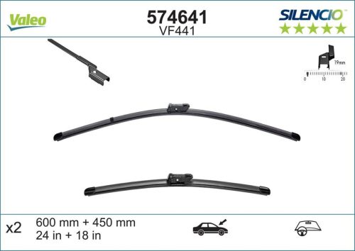 VALEO Silencio VF441 ( 574641 )Ablaktörlő lapát 600, 450 mm elöl