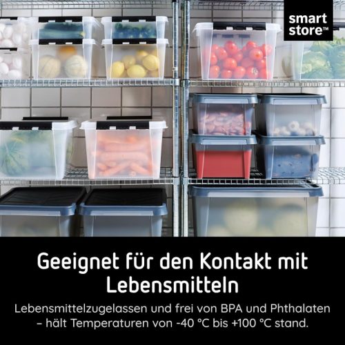 SmartStore 14 literes, 3 darabos, , átlátszó doboz, tetőkapoccsal, rakásolható, BPA-mentes műanyag, 40 x 30 x 18 cm (H x Sz x M)