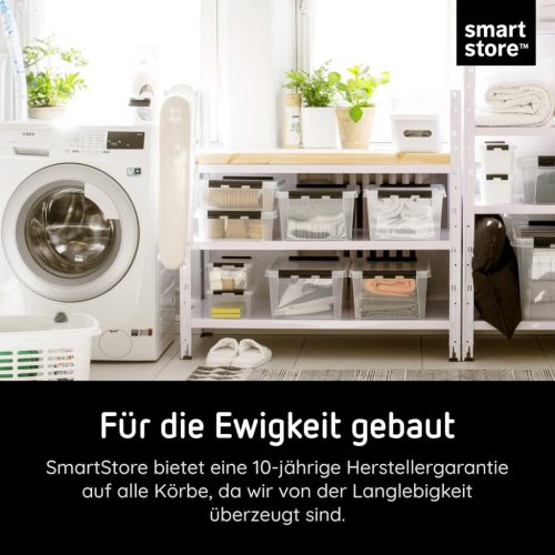 SmartStore 14 literes, 3 darabos, , átlátszó doboz, tetőkapoccsal, rakásolható, BPA-mentes műanyag, 40 x 30 x 18 cm (H x Sz x M)