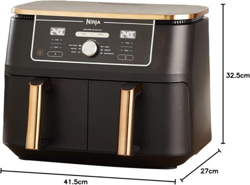 Ninja Foodi MAX DUAL AF400EUCP 2 zónás forrólevegős olajsütő, 9,5 l 