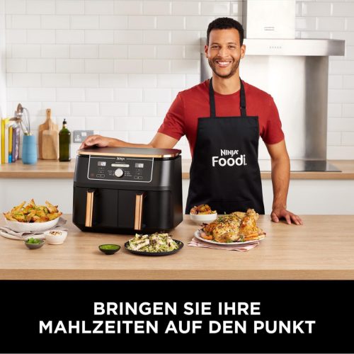 Ninja Foodi MAX DUAL AF400EUCP 2 zónás forrólevegős olajsütő, 9,5 l 