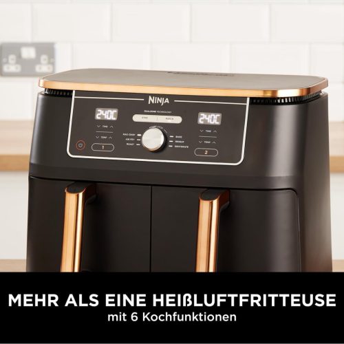 Ninja Foodi MAX DUAL AF400EUCP 2 zónás forrólevegős olajsütő, 9,5 l 