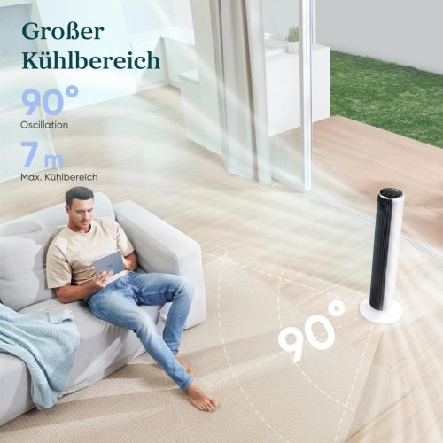 Levoit - Toronyventilátor, fejlett alvó üzemmóddal, csendes, 12 órás időzítővel, 4 üzemmóddal, 5 sebességgel, automatikus működéssel, érzékelős oszcillációval,  távirányítóval, fehér,