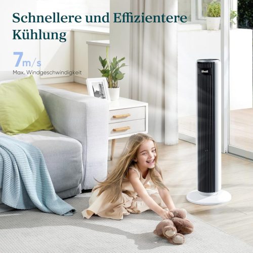 Levoit - Toronyventilátor, fejlett alvó üzemmóddal, csendes, 12 órás időzítővel, 4 üzemmóddal, 5 sebességgel, automatikus működéssel, érzékelős oszcillációval,  távirányítóval, fehér,