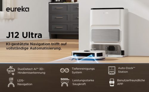 EUREKA J12 Ultra porszívó- és felmosórobot + többfunkciós állomás