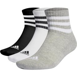   Adidas 3-Stripes középmagas sportzokni, 3 pár – szürke/fehér/fekete, 40-42 méret