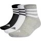 Adidas 3-Stripes középmagas sportzokni, 3 pár – szürke/fehér/fekete, 40-42 méret