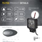 HELLA 1GA 357 110-002 LED-es munkalámpa - Valuefit TS1700 - 12/24V - szögletes - 1700lm, kábel: 800mm - csatlakozó: nyitott kábelvégek