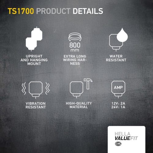 HELLA 1GA 357 110-002 LED-es munkalámpa - Valuefit TS1700 - 12/24V - szögletes - 1700lm, kábel: 800mm - csatlakozó: nyitott kábelvégek